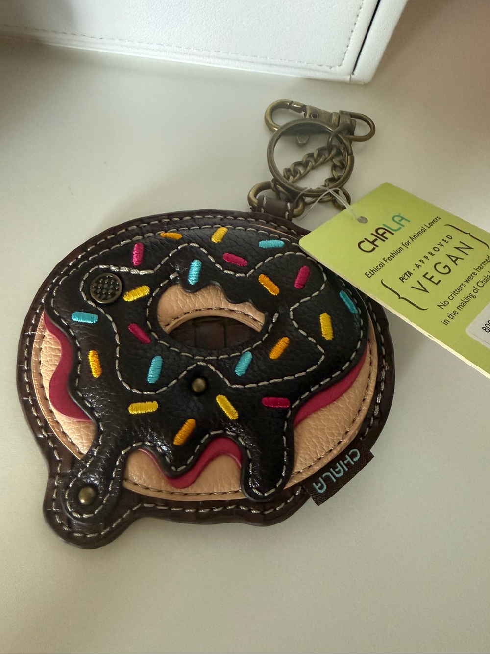 CHALA donut coin pouch bag charm keychain NWT